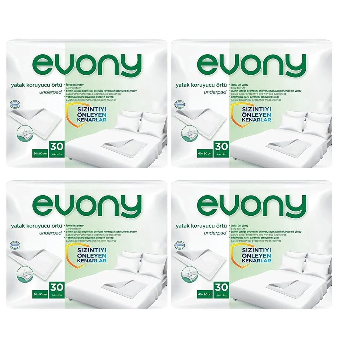 Evony Yetişkin Yatak Koruyucu Örtüsü 60 x 90 cm 120 adet (30'lu 4 Paket)