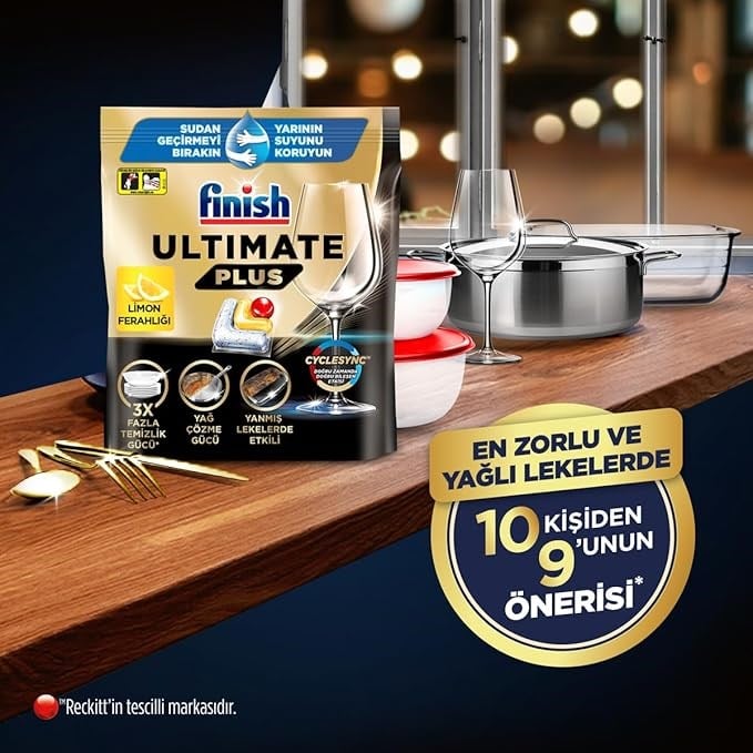 Finish Ultimate Plus Bulaşık Tableti Limon Kokulu 60 adet
