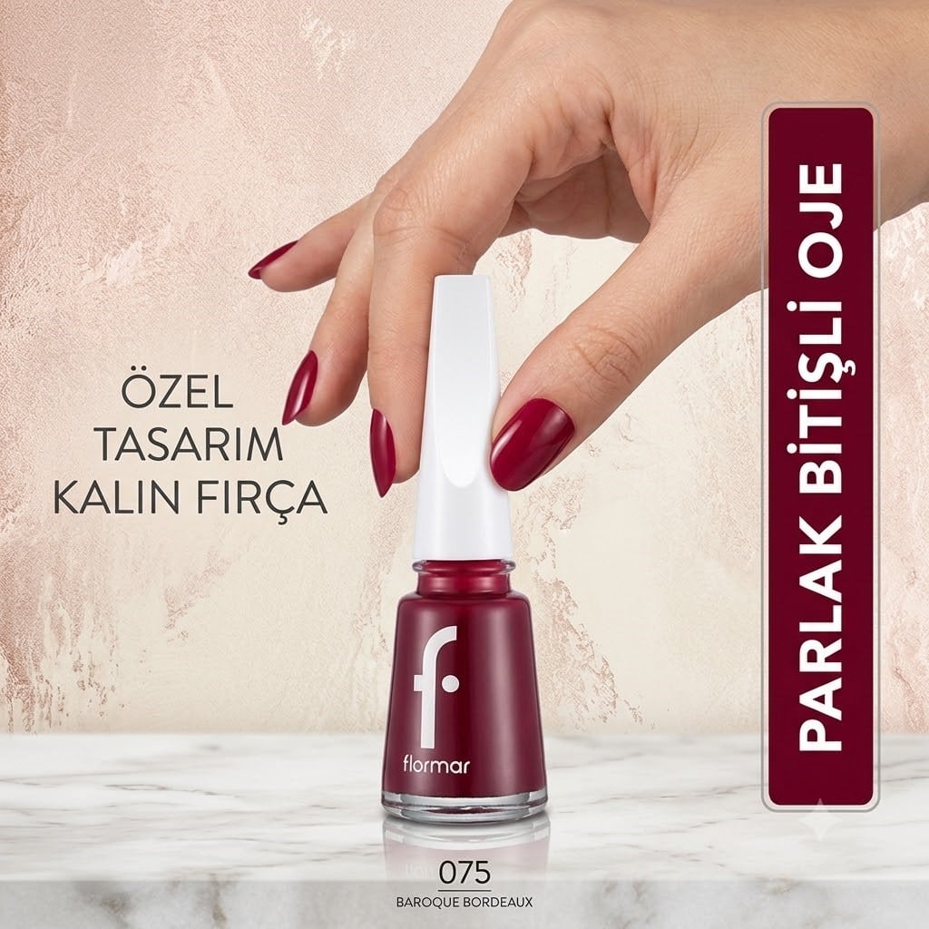 Flormar Parlak Oje (BORDO) - Nail Enamel - 075 Baroque Bordeaux