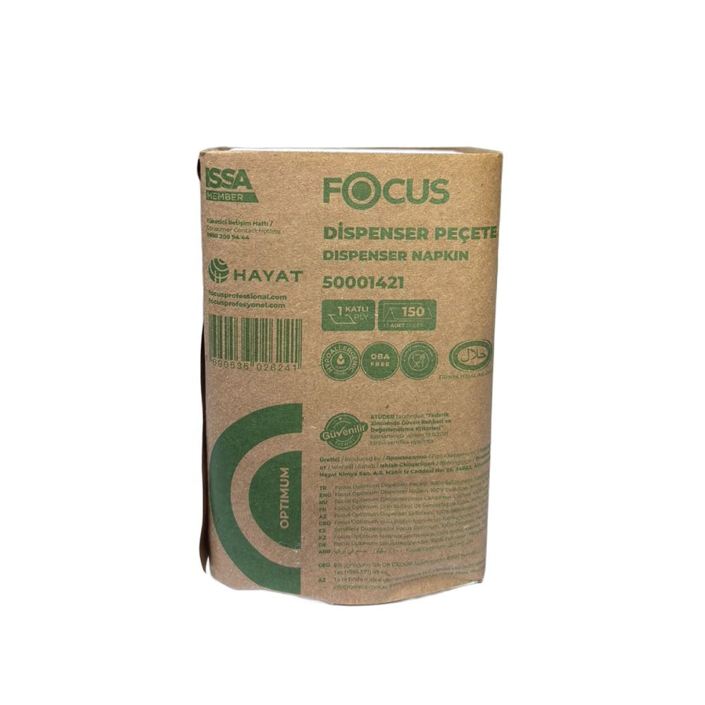 Focus Optimum Dispenser Peçete 1 Katlı 150 Yaprak 18 x 24 cm