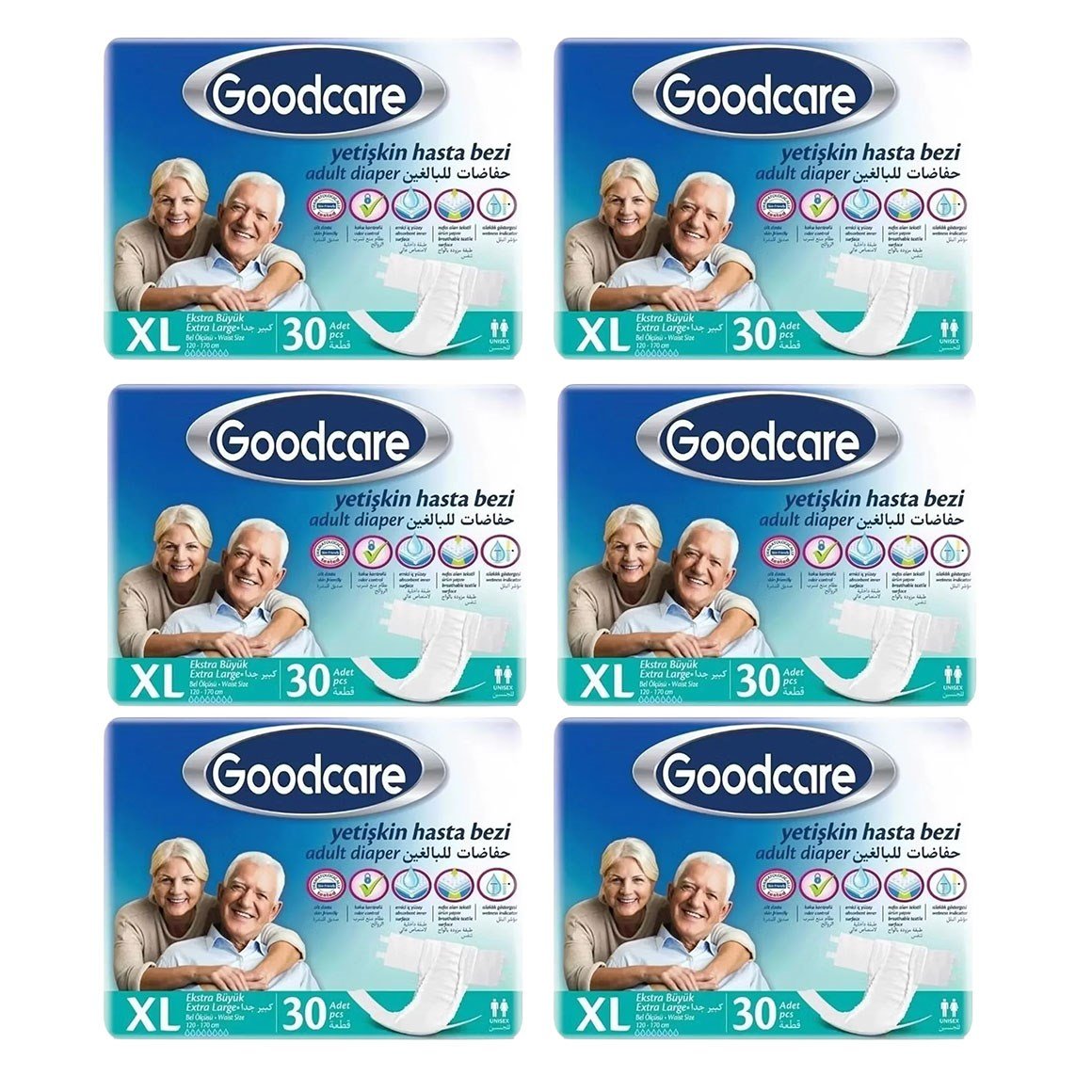 Goodcare Belbantlı Ekstra Büyük Boy XL Yetişkin Hasta Bezi 180'li (30'lu 6 Paket)