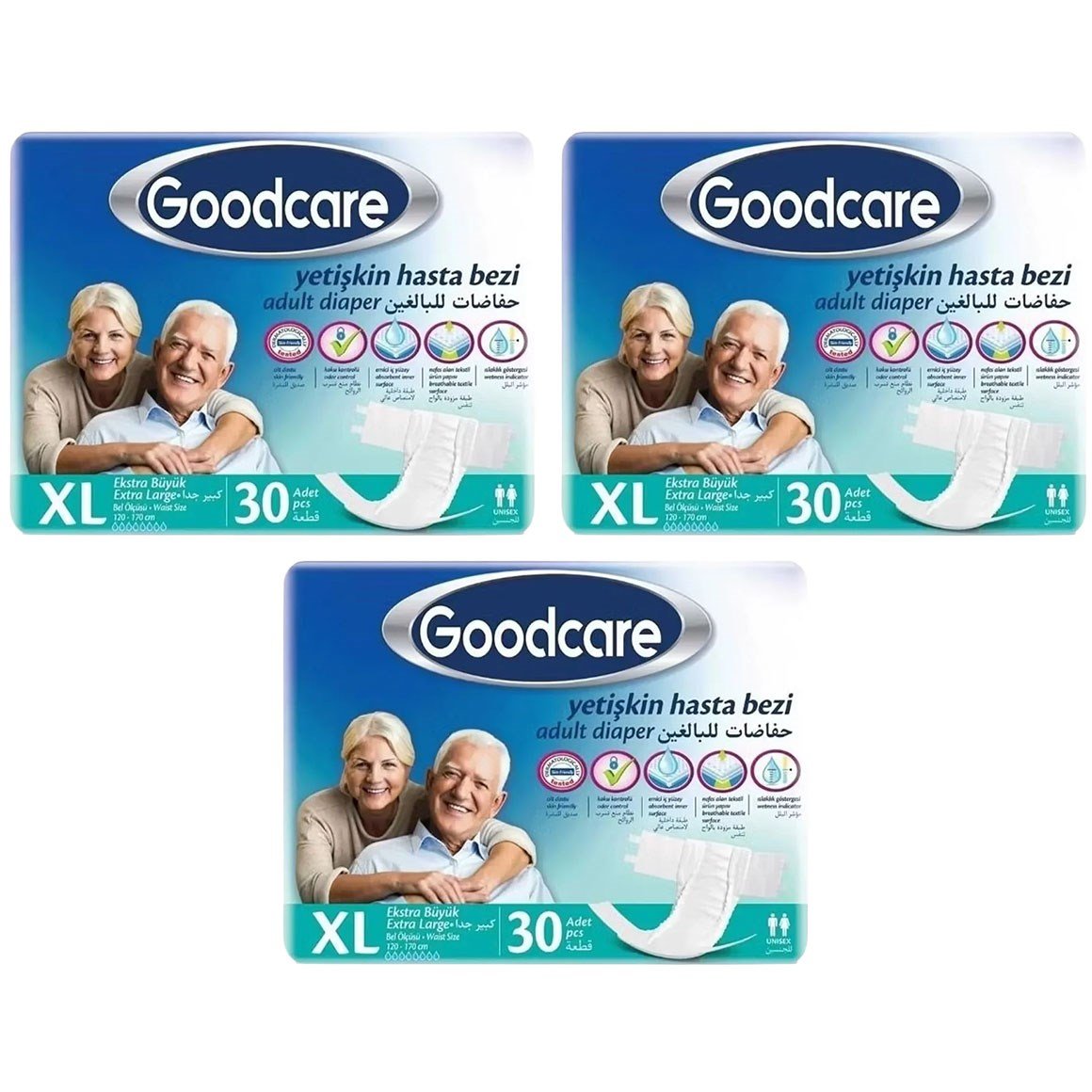 Goodcare Belbantlı Ekstra Büyük Boy XL 90'lı Hasta Bezi 30'lu 3 Paket