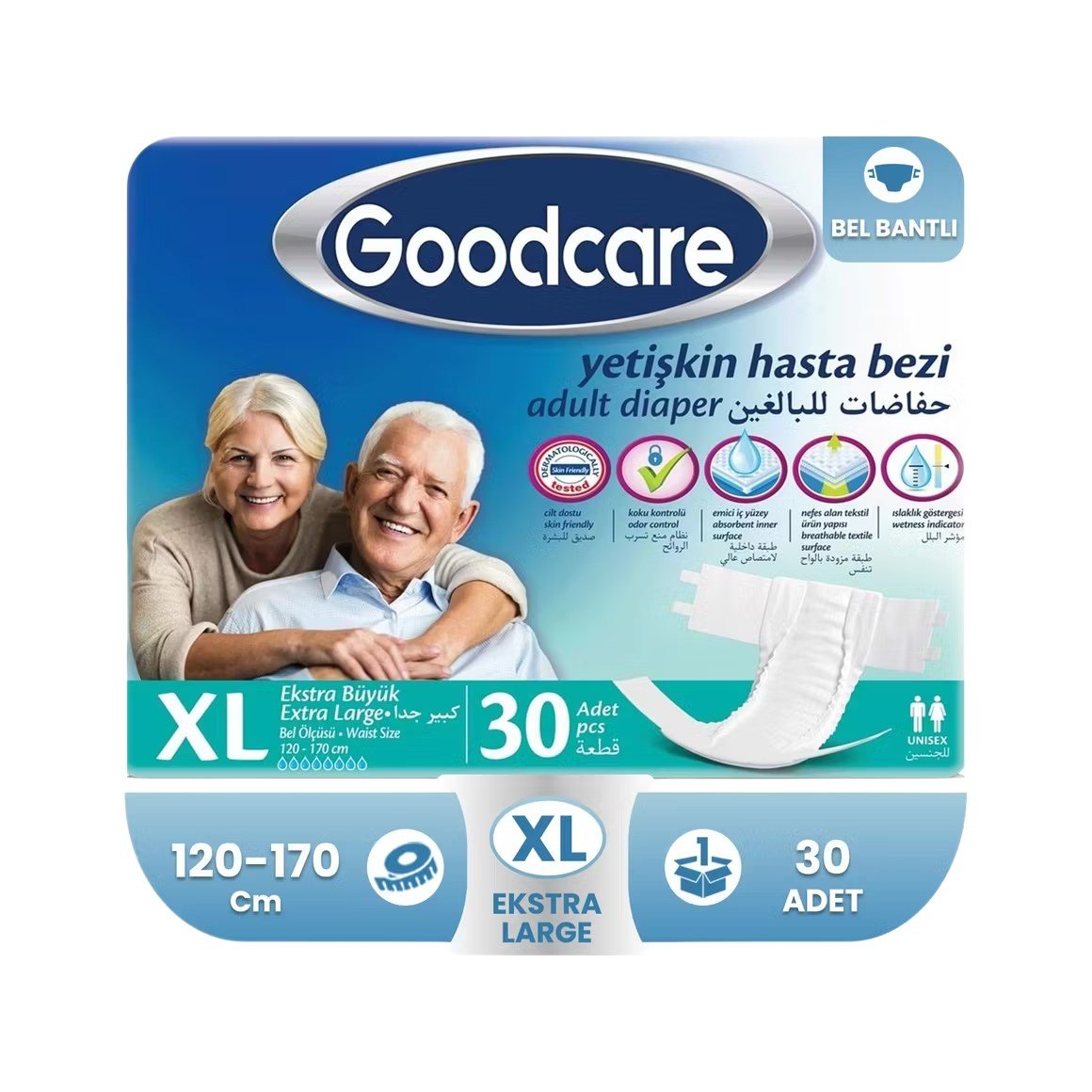 Goodcare Belbantlı Ekstra Büyük Boy XL 90'lı Hasta Bezi 30'lu 3 Paket
