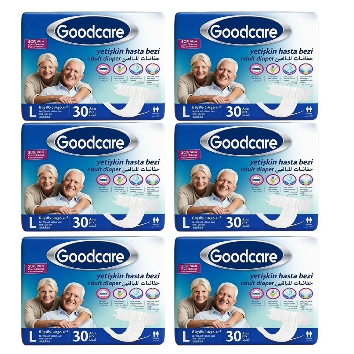 GoodCare Belbantlı Yetişkin Hasta Bezi L 180'li (30'lu 6 Paket)