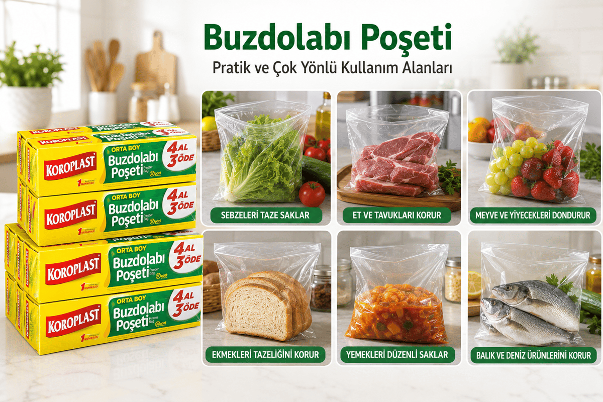 Koroplast Buzdolabı Poşeti 4 Al 3 Öde Paketi Orta Boy 4 x 20 Poşet x 4 adet