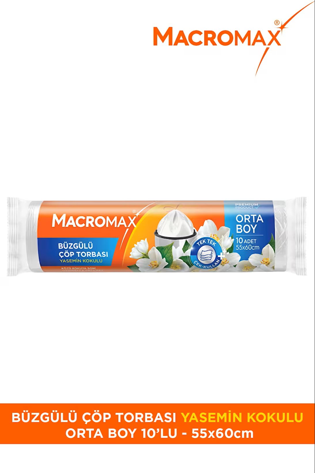Macromax Büzgülü Çöp Torbası Orta Boy (55x60cm) Yasemin Kokulu 10 Adet