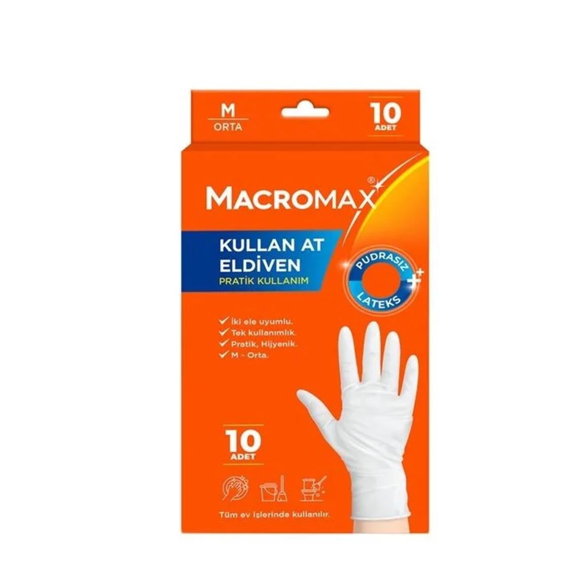 MACROMAX ELDİVEN KULLAN AT 10'LU ORTA PUDRASIZ