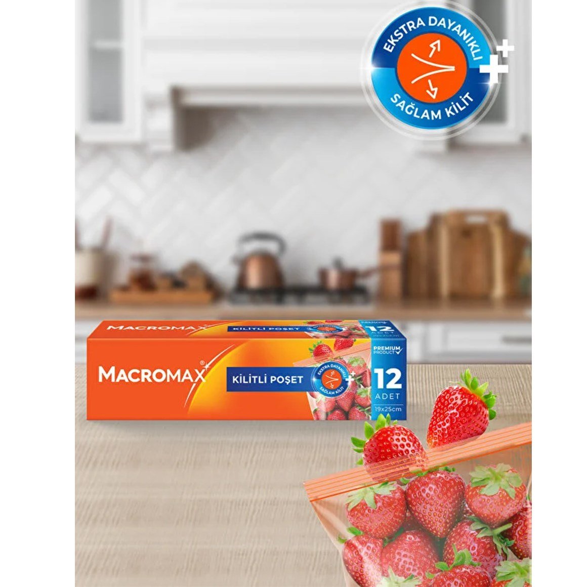 Macromax Fermuarlı Kilitli Poşet 12 Adet (20x25 cm)