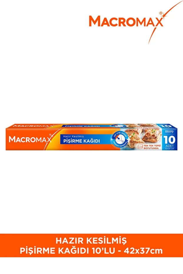 Macromax Hazır Kesilmiş Pişirme Kağıdı 10'lu