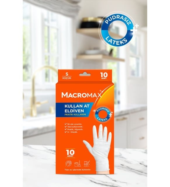 Macromax Kullan At Eldiven Pudrasız Lateks S 10 Adet