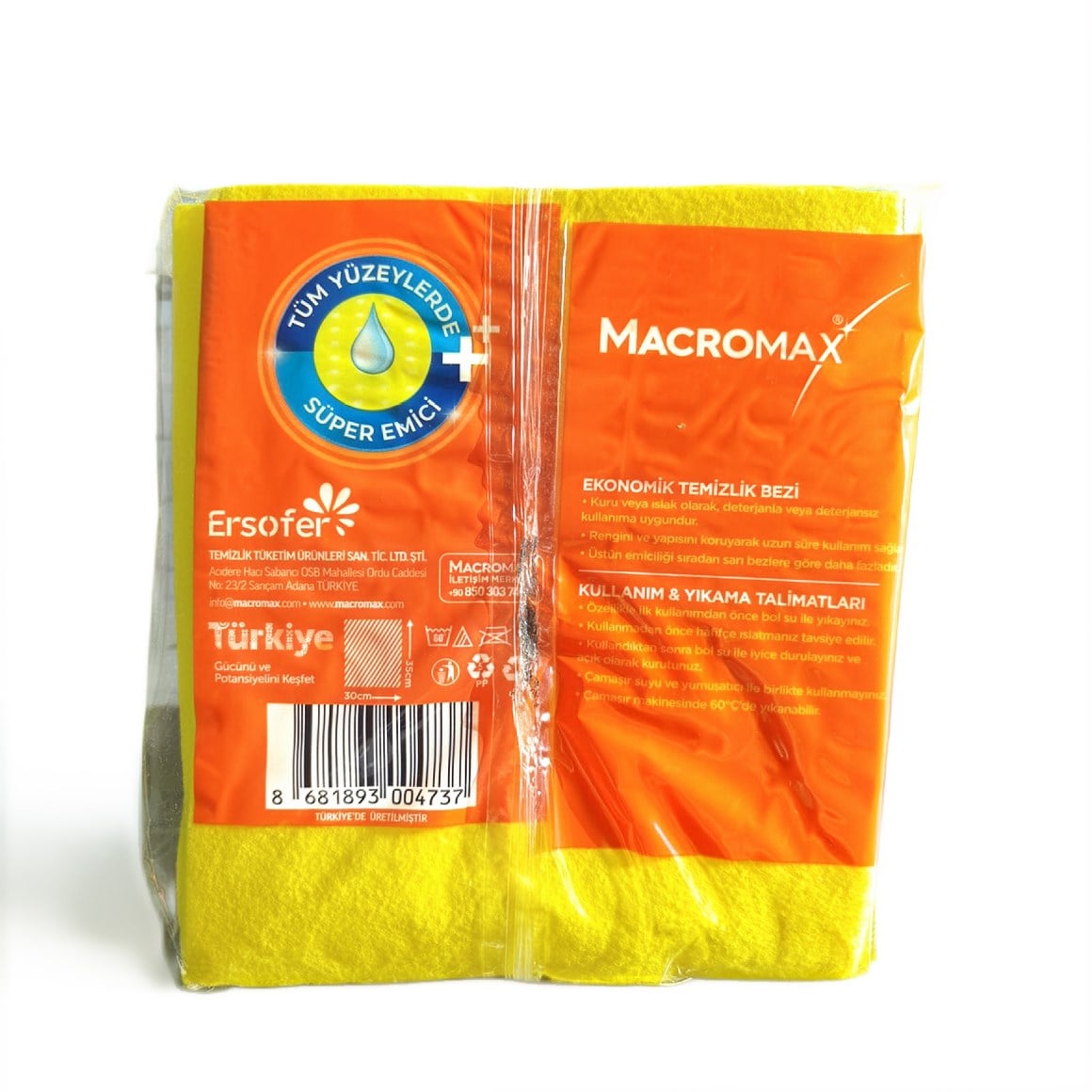 Macromax Süper Emici Sarı Temizlik Bezi 9 Adet