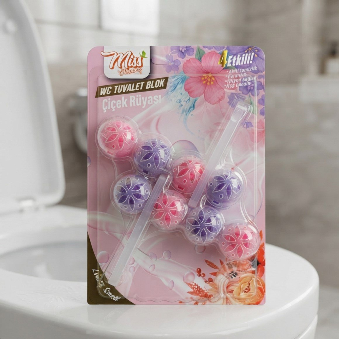 Miss Cleaning 4 Etkili WC Klozet Bloğu 2x55 gr - Çiçek Rüyası 