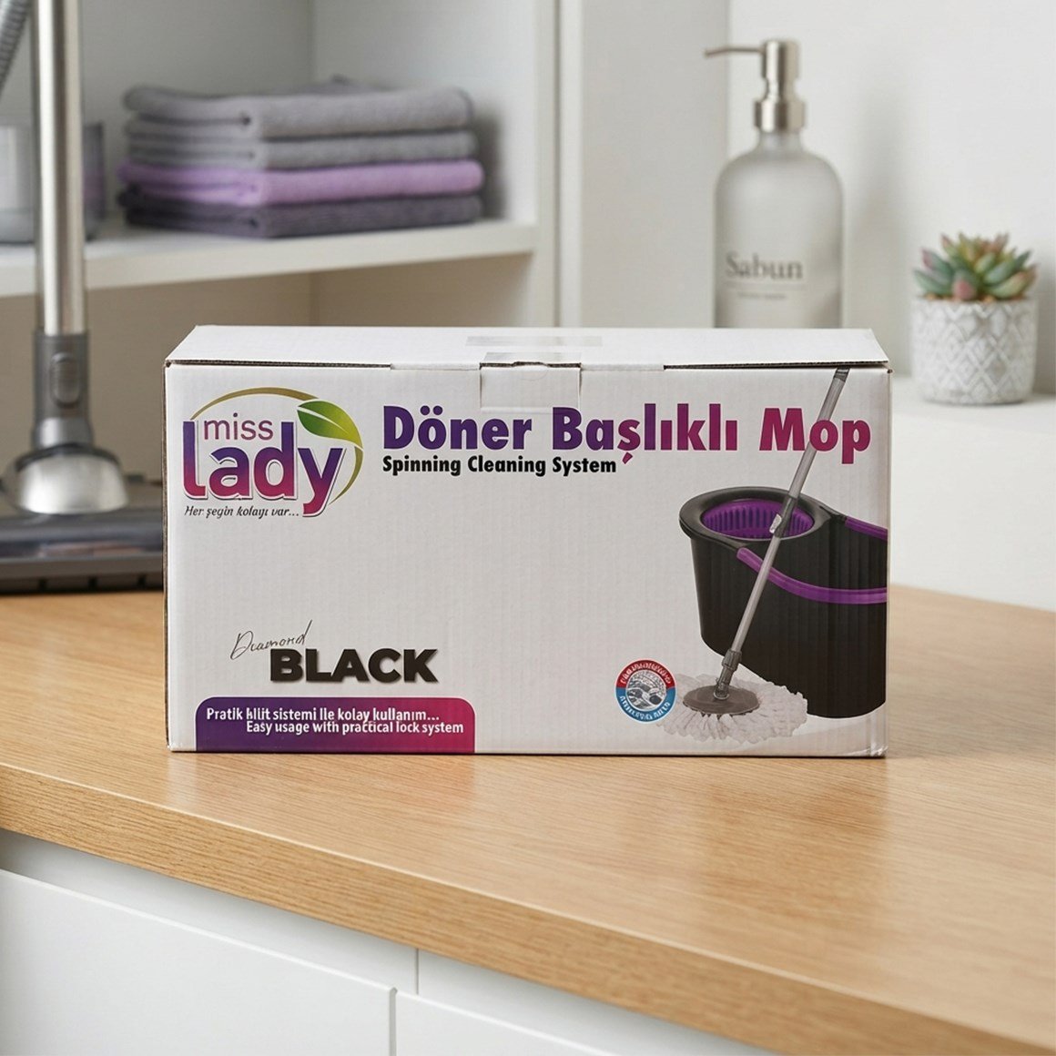 Miss Lady Diamond Black Döner Başlıklı Temizlik Seti