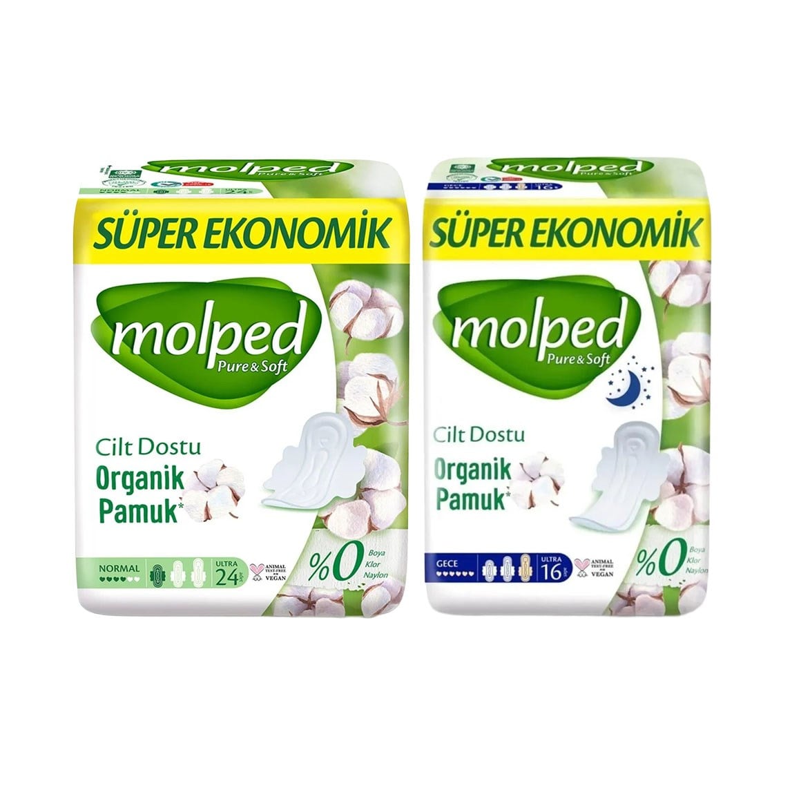 Molped Pure & Soft Normal 24'lü + Gece 16'lı Kadın Pedi Seti