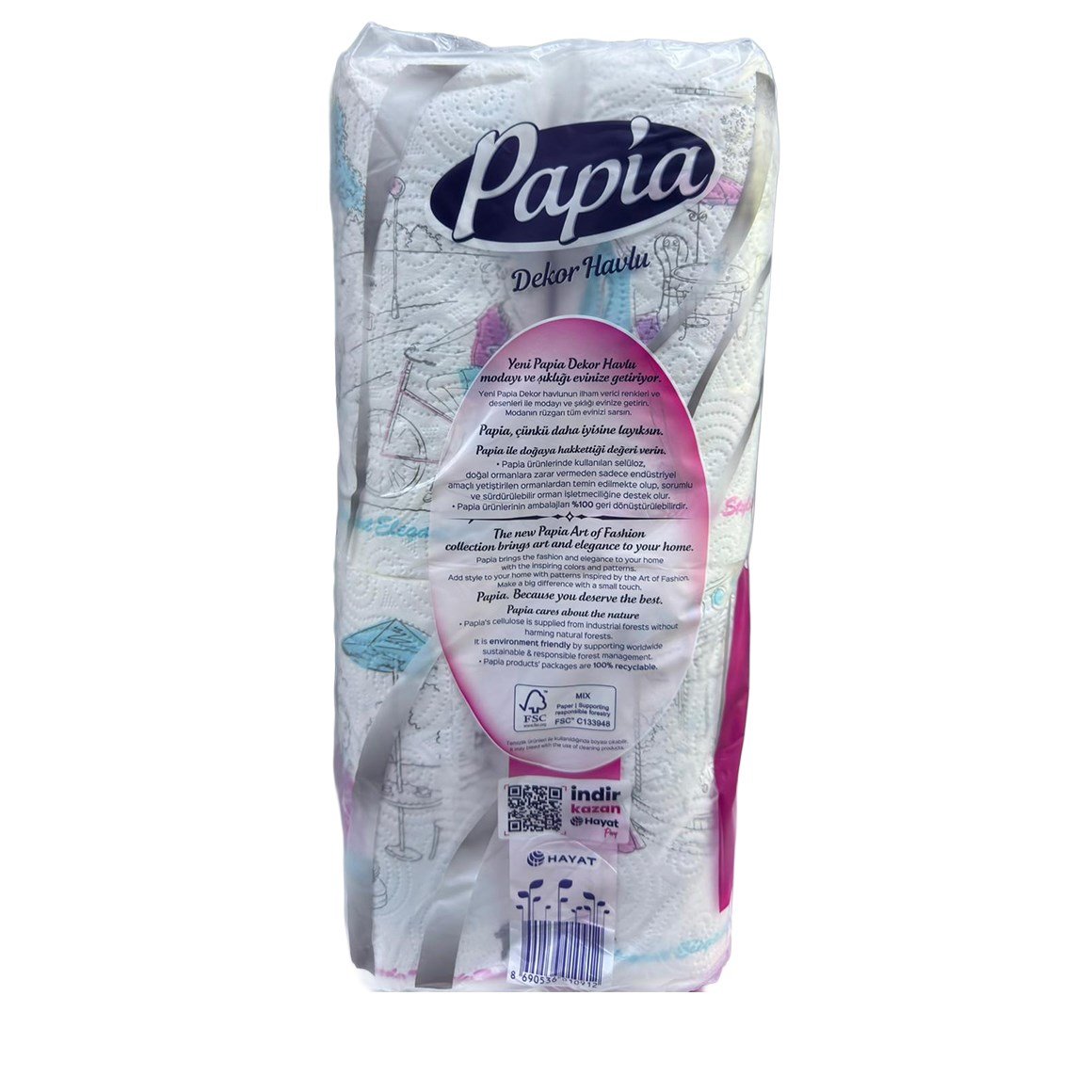 Papia Dekor Kağıt Havlu 12 Rulo