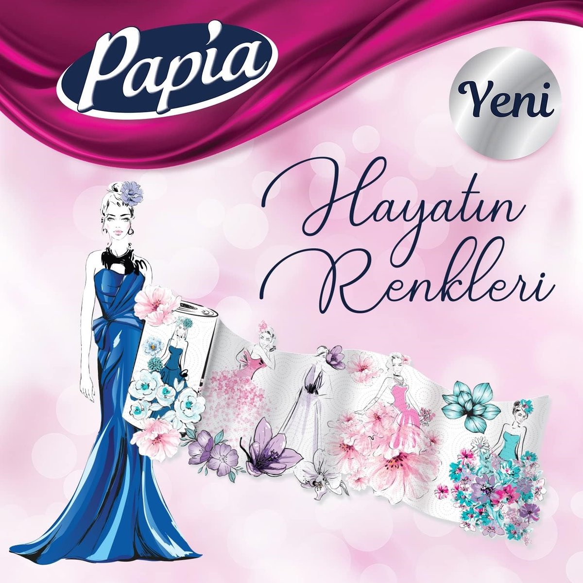 Papia Dekor Kağıt Havlu 48 Rulo (12'li Rulo 4 adet)