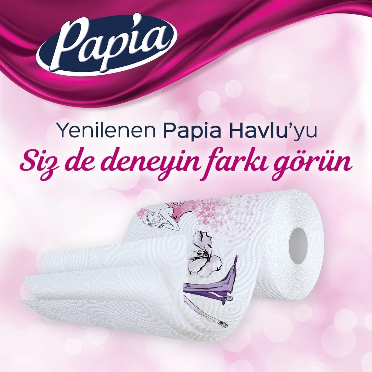 Papia Dekor Kağıt Havlu 48 Rulo (12'li Rulo 4 adet)