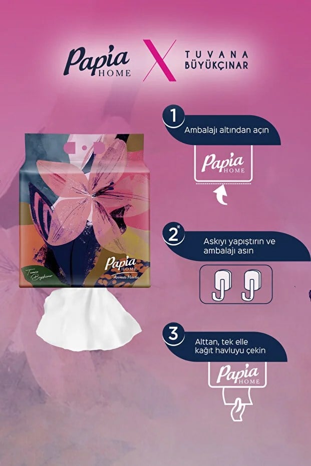 Papia Home Asmalı Havlu 750 Yaprak (3 Paket 250 Yaprak)