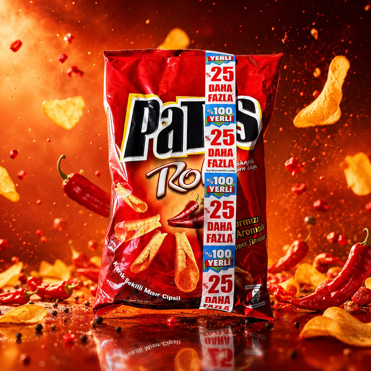 Patos Rolls Acı Kırmızı Biber ve Cipso Yoğurt ve Mevsim Yeşillikli Parti Boy 2'li Paket