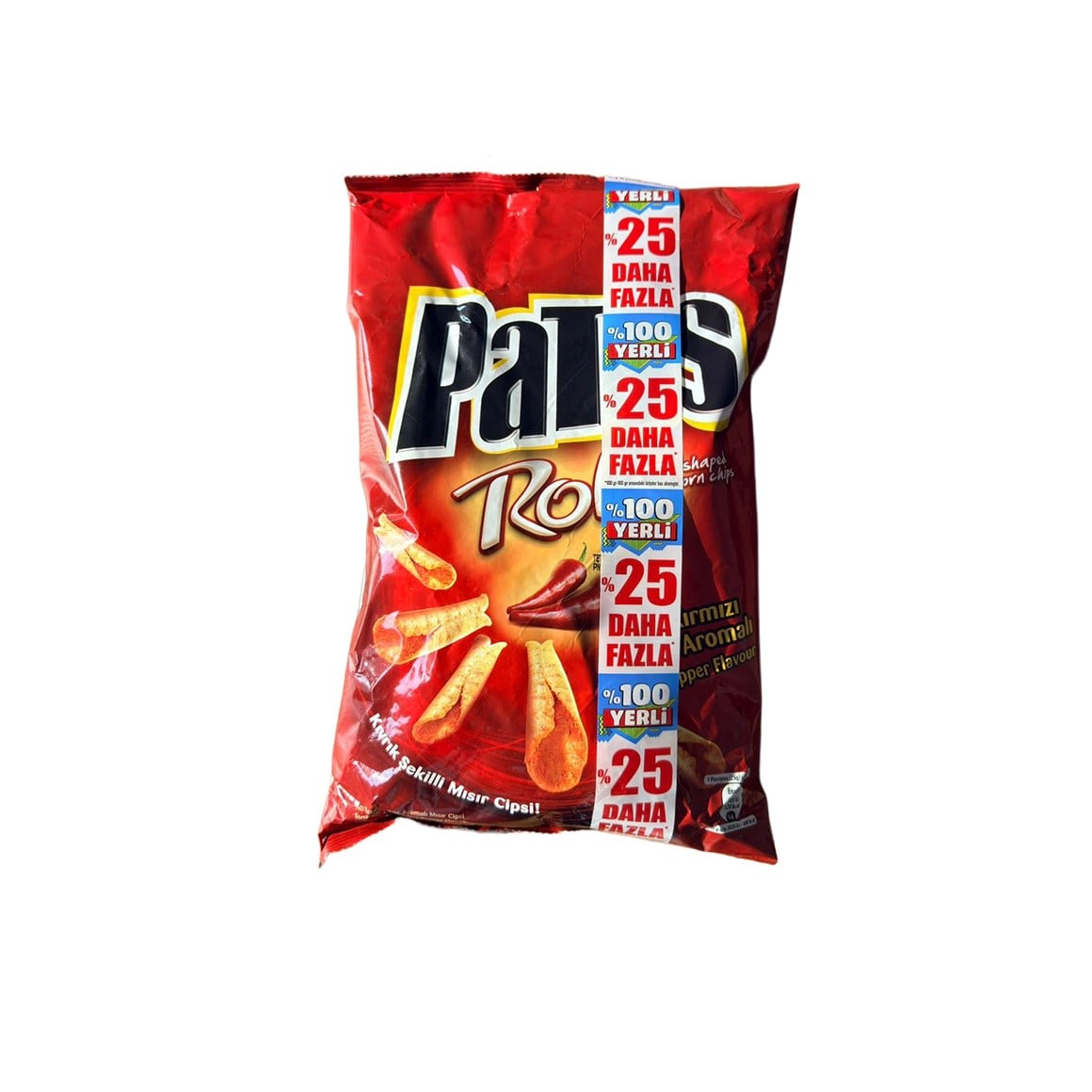 PATOS ROLLS CİPS KIVRIK ACI KIRMIZI BİBER AROMALI 195 g