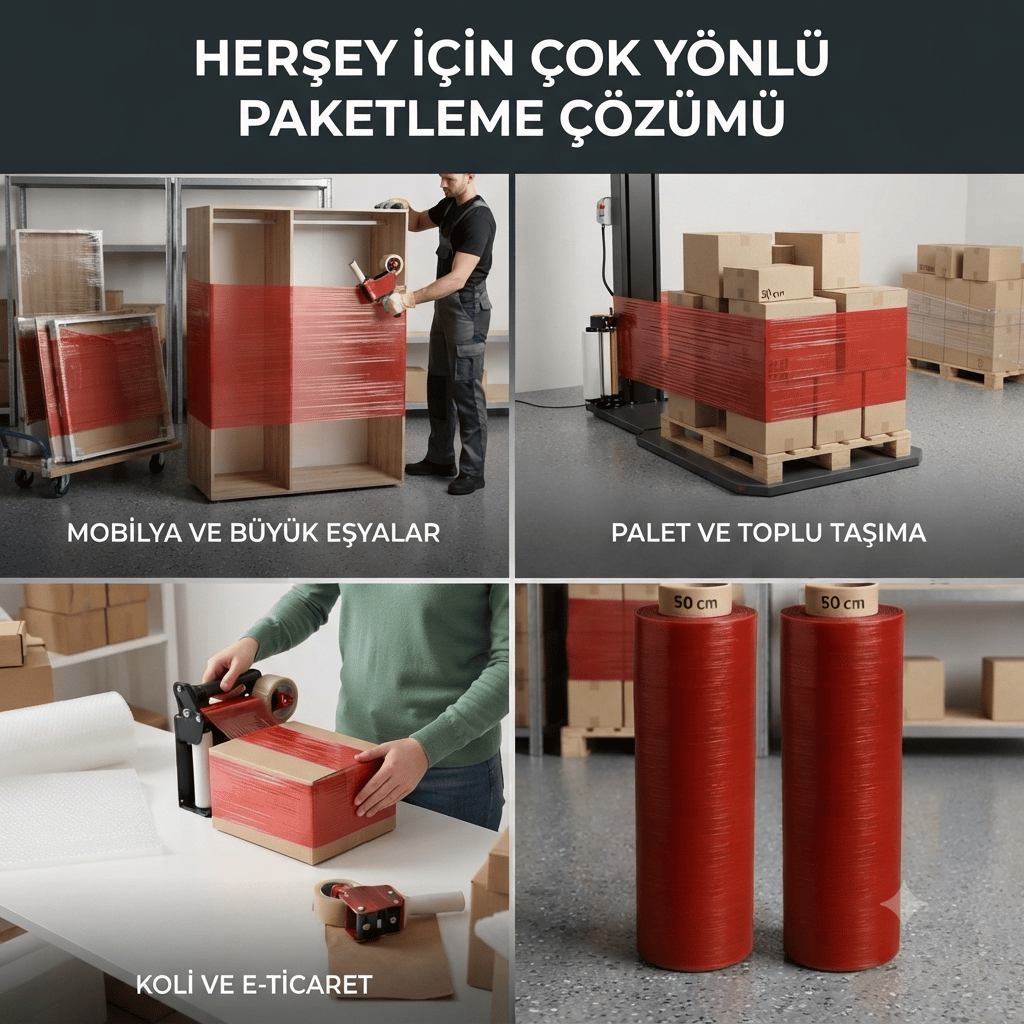 Sepaş Kırmızı Sanayi Streci 17 mikron 50 x 300 Metre 2 adet