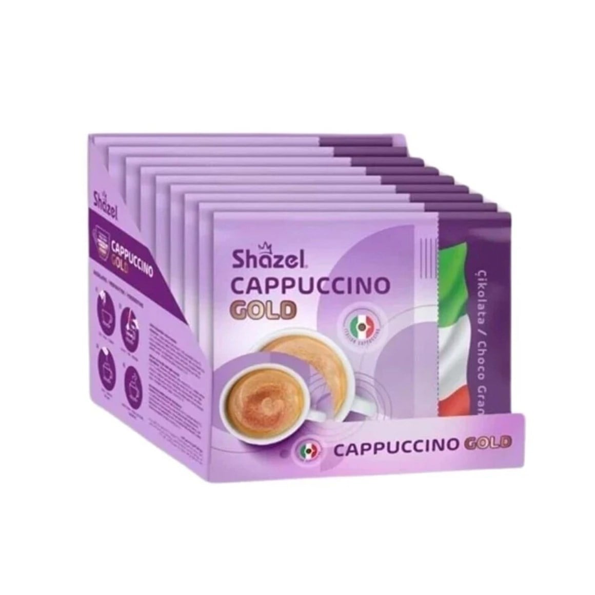 Shazel Cappuccino ve Granüllü Çikolata Tozlu 25 gr x 12 Adet