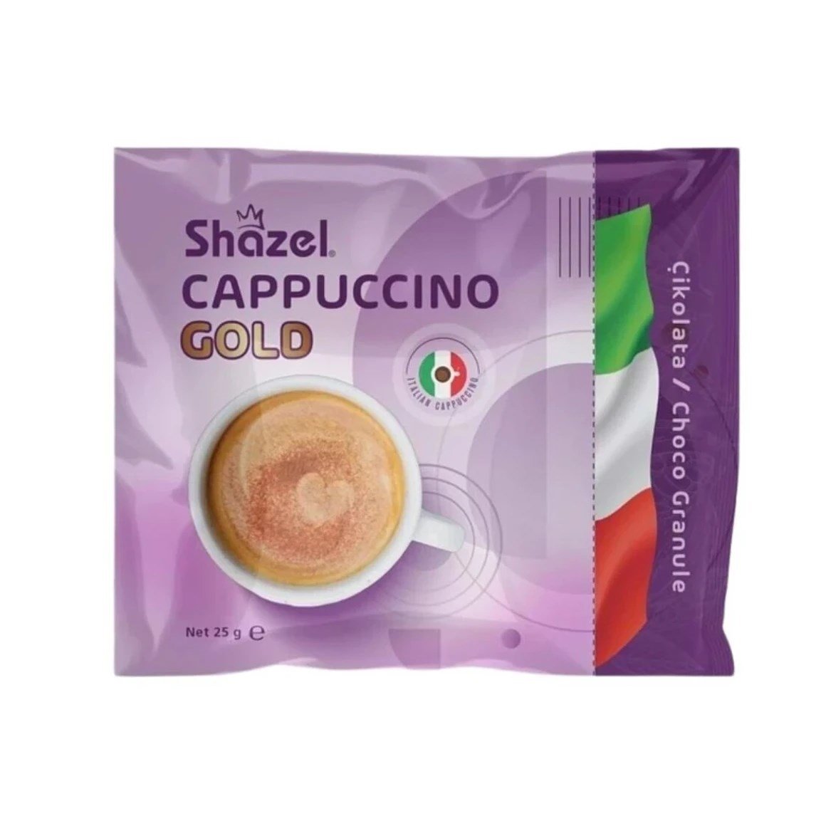 Shazel Cappuccino ve Granüllü Çikolata Tozlu 25 gr x 12 Adet