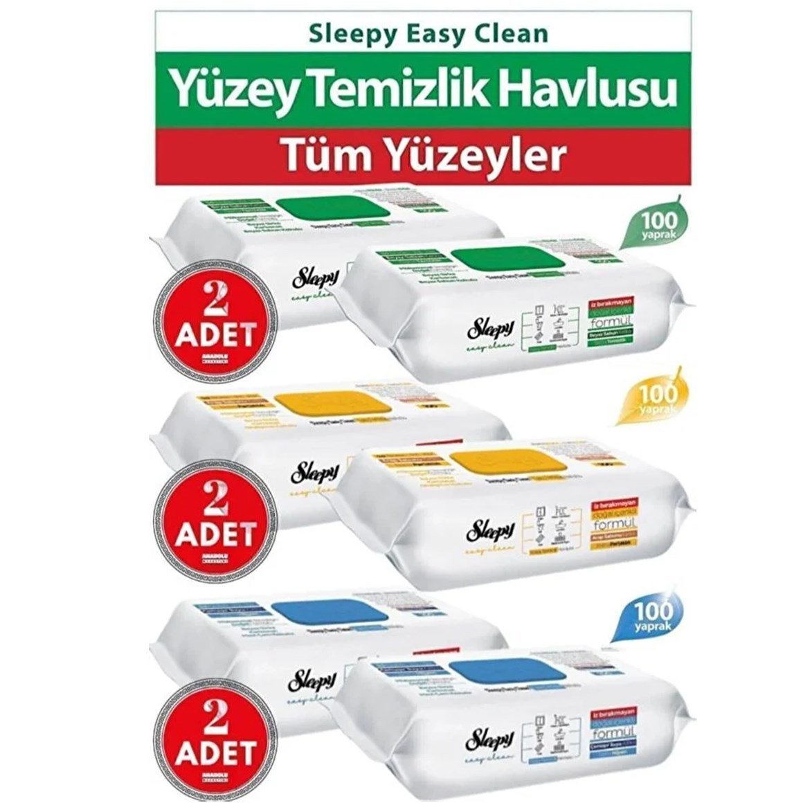 Sleepy Easy Clean Yüzey Temizlik Havlusu 6'lı Set