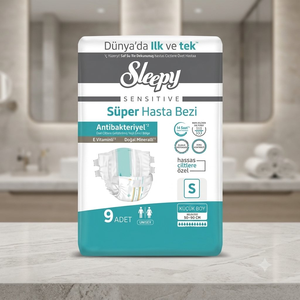 Sleepy Sensitive Antibakteriyel Süper Yetişkin Hasta Bezi Small 9 Adet