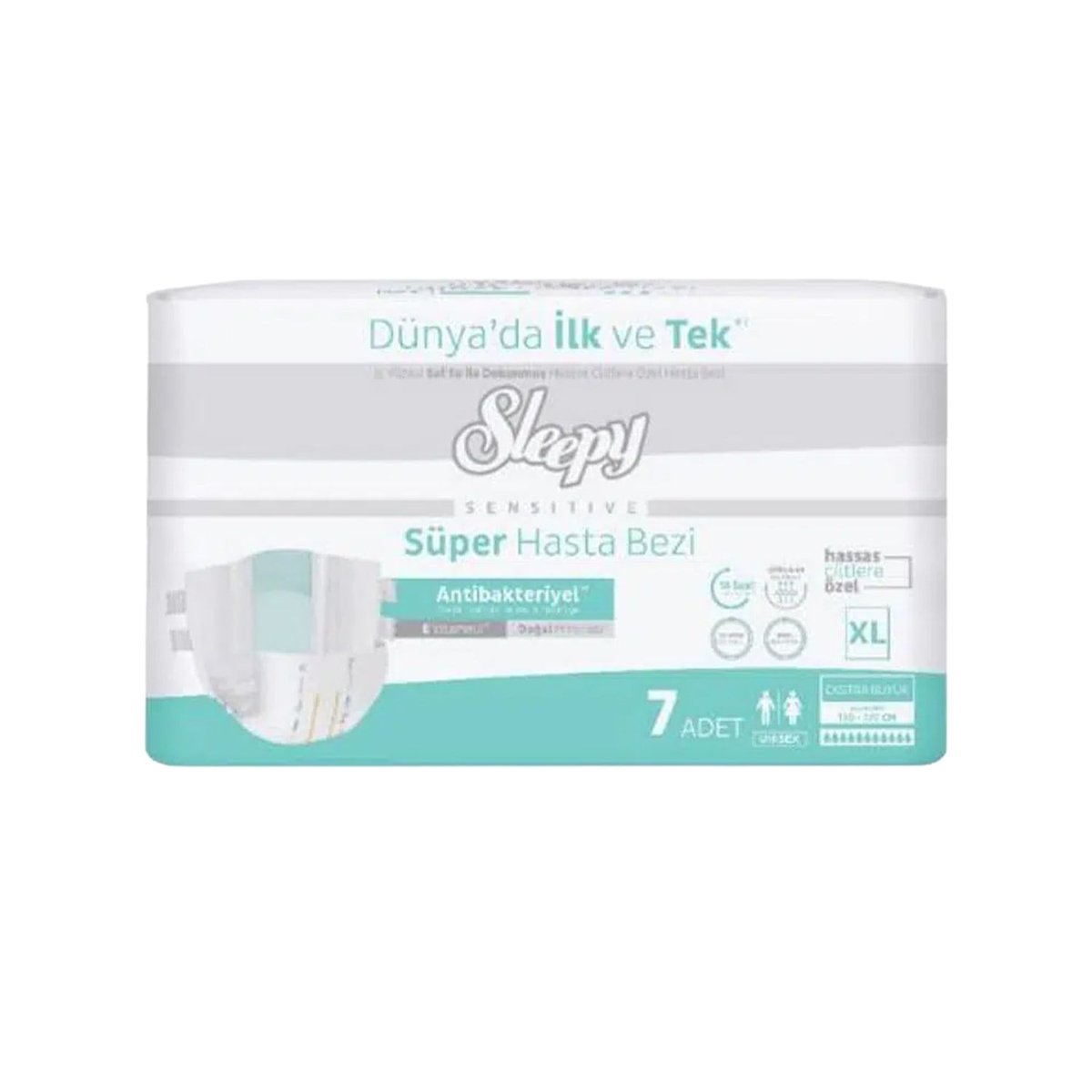 Sleepy Süper Hasta Bezi Antibakteriyel Belbantlı Ekstra Büyük Boy XL 7 Adet (120-160 cm)