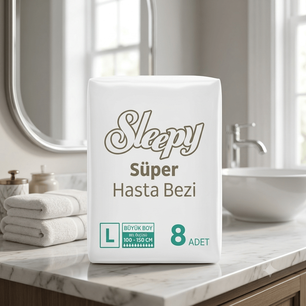 Sleepy Süper Hasta Bezi Büyük Boy L 100 - 150 cm 32 adet BelBantlı 8'li 4 Paket