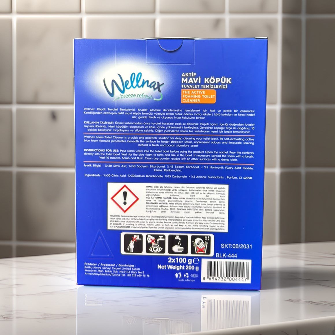 Wellnax Aktif Tuvalet Temizleyici Köpük Mavi 2 x 100 gr