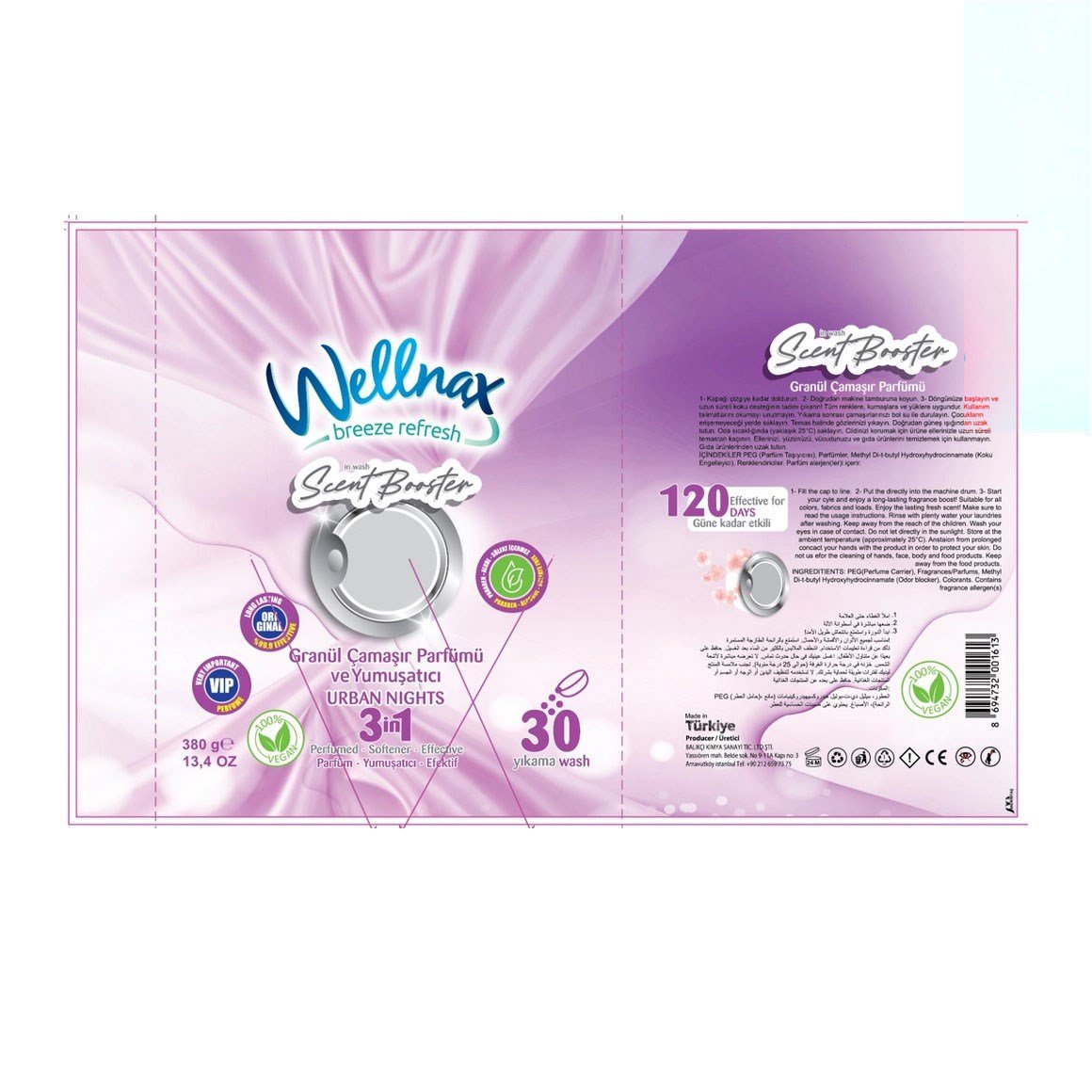 Wellnax Granül Çamaşır Parfümü Urban Nights 380 gr