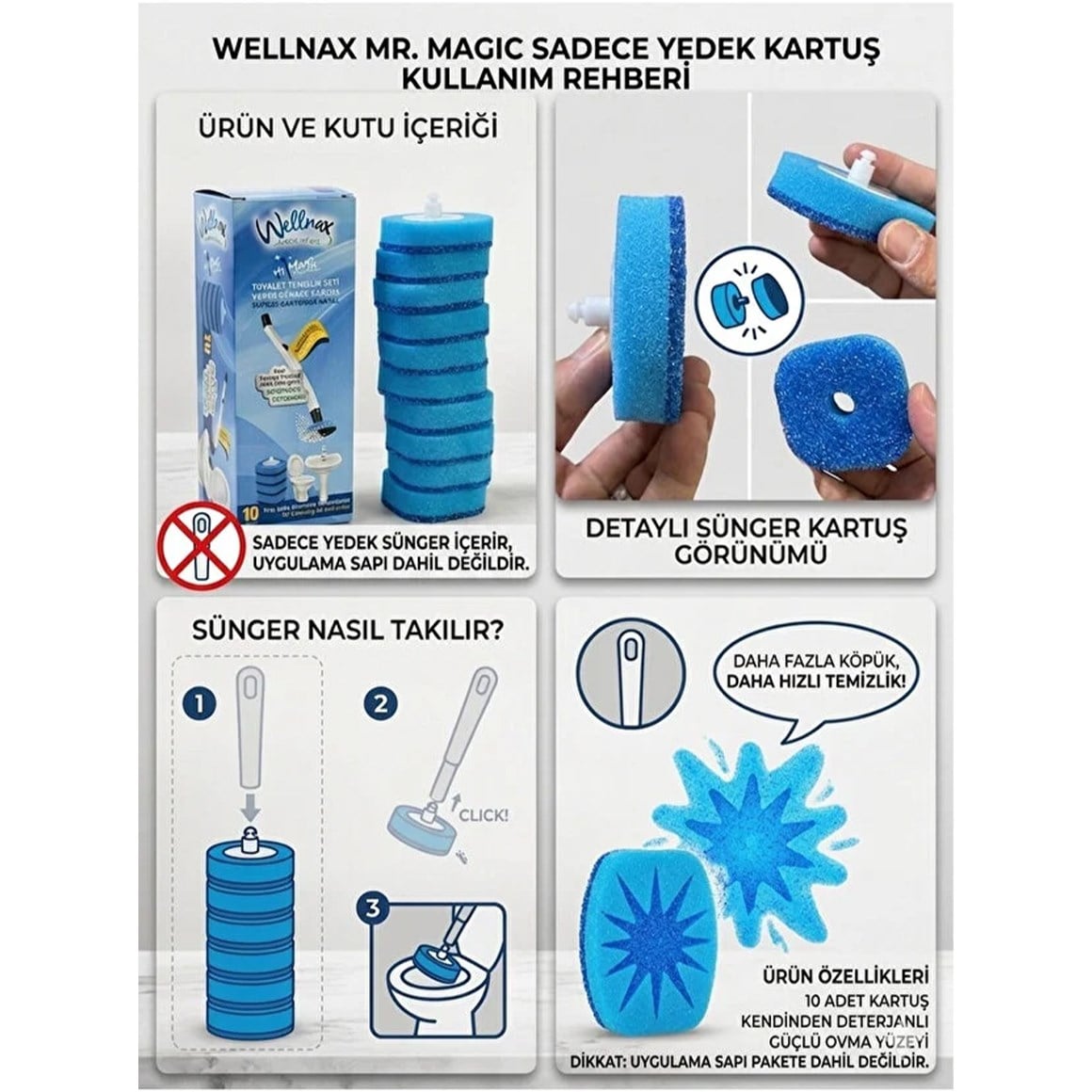 Wellnax Kullan At Yedek Sünger 10'lu x 6 Adet