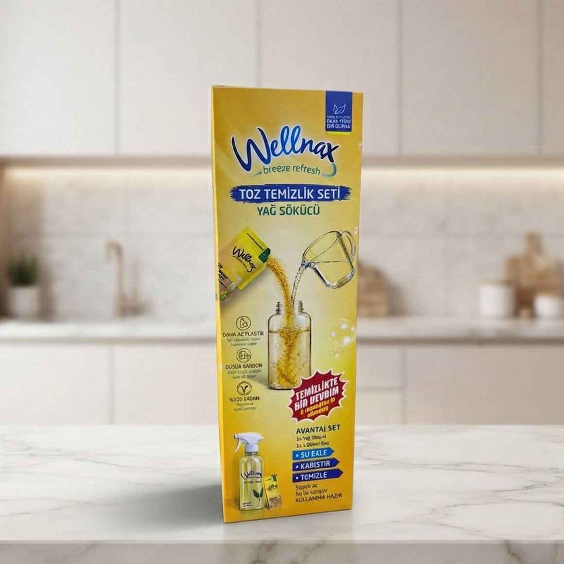 Wellnax Yağ Sökücü Toz Temizlik Seti 1 Ad. toz Yağ Sökücü + 1 Ad. 1000ml Şişe