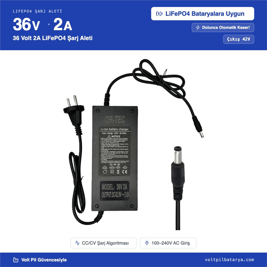 36 Volt 2A LiFePO4 Şarj Aleti