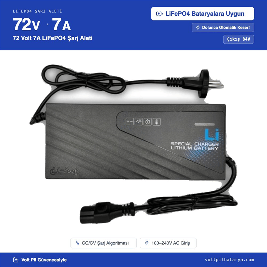 72 Volt 7A LiFePO4 Şarj Aleti
