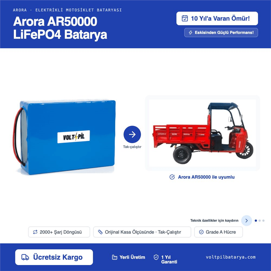 Arora AR50000 Lityum LiFePO4 Batarya