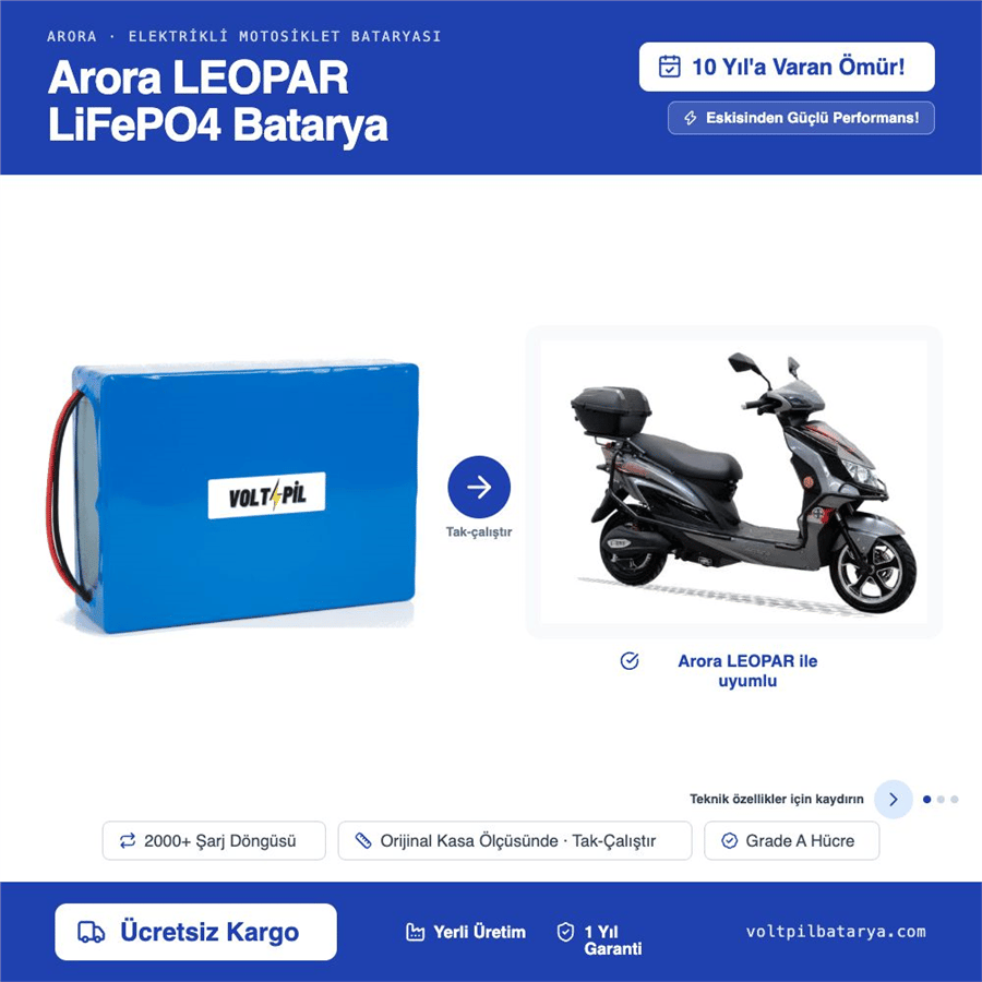Arora LEOPAR Lityum LiFePO4 Batarya