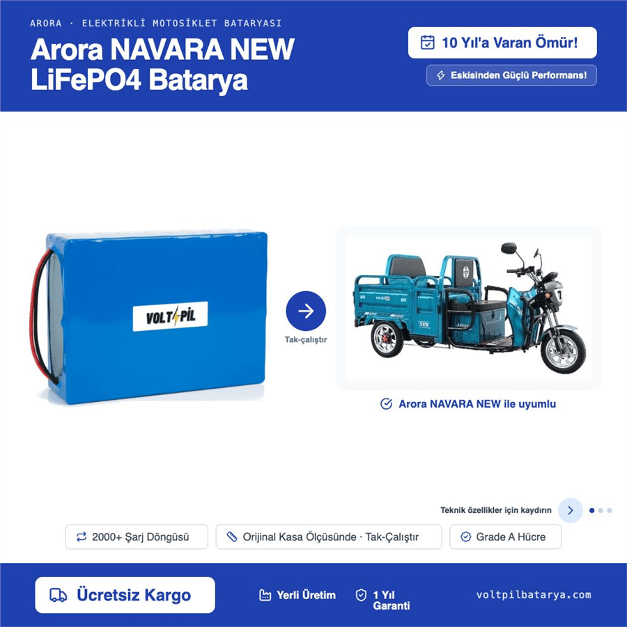 Arora NAVARA NEW Lityum LiFePO4 Batarya