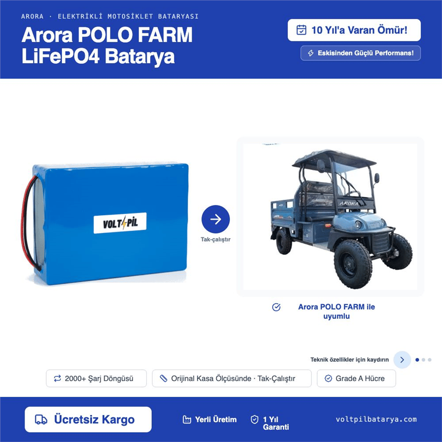 Arora POLO FARM Lityum LiFePO4 Batarya