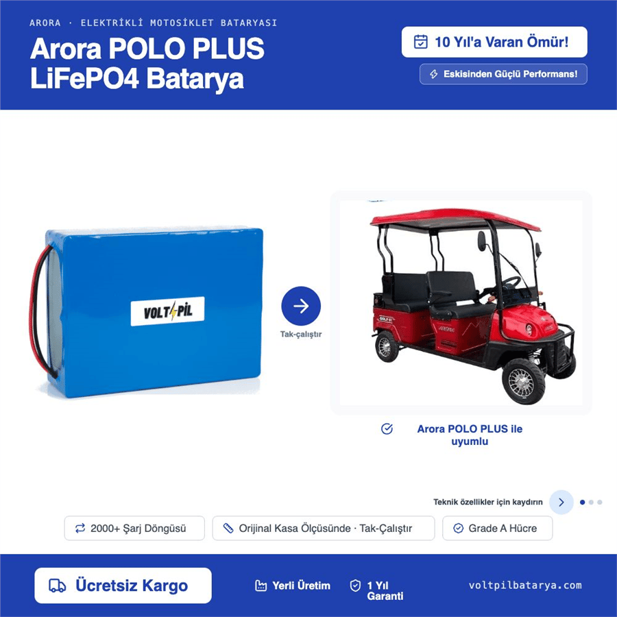 Arora POLO PLUS Lityum LiFePO4 Batarya