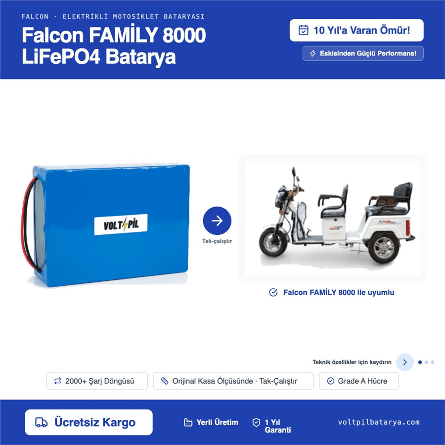 Falcon FAMİLY 8000 Lityum LiFePO4 Batarya