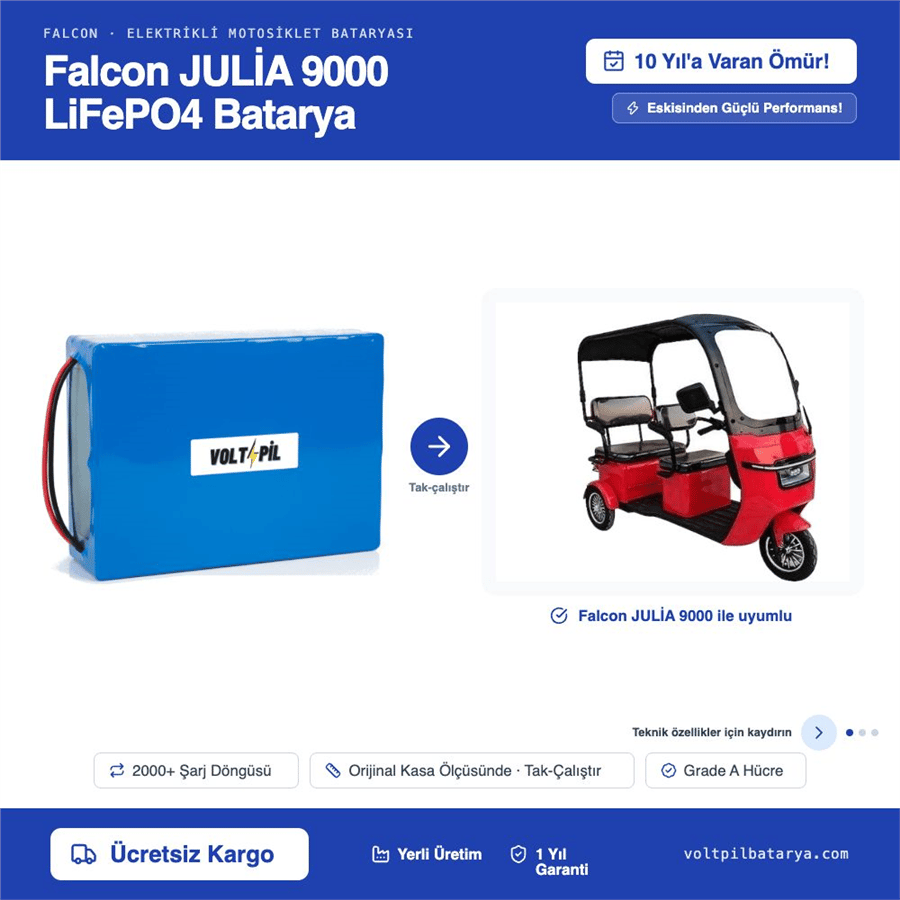 Falcon JULİA 9000 Lityum LiFePO4 Batarya