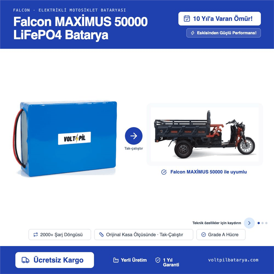 Falcon MAXİMUS 50000 Lityum LiFePO4 Batarya