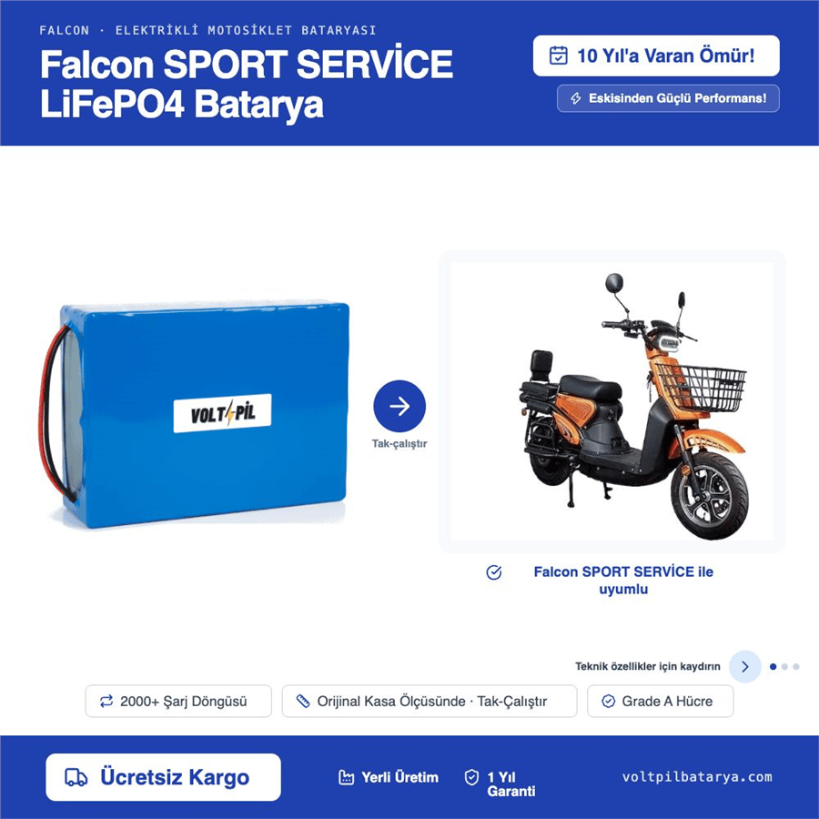 Falcon SPORT SERVİCE Lityum LiFePO4 Batarya
