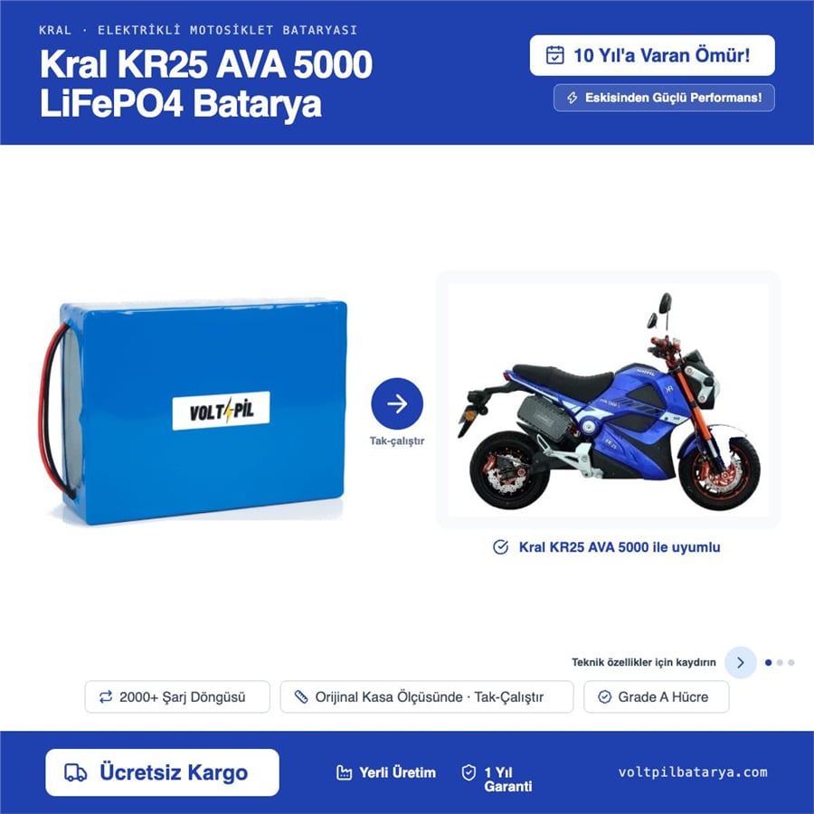 KRAL KR25 AVA 5000 Lityum LiFePO4 Batarya