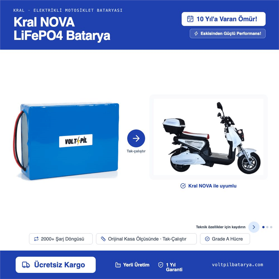 KRAL NOVA Lityum LiFePO4 Batarya