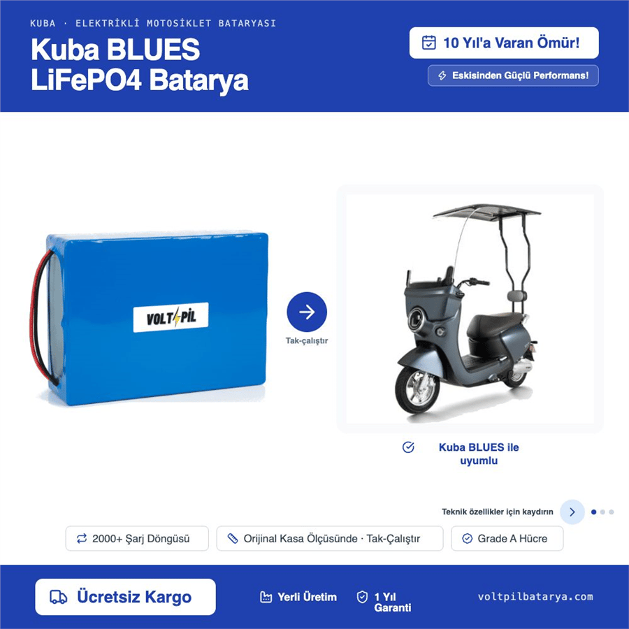 KUBA BLUES Lityum LiFePO4 Batarya