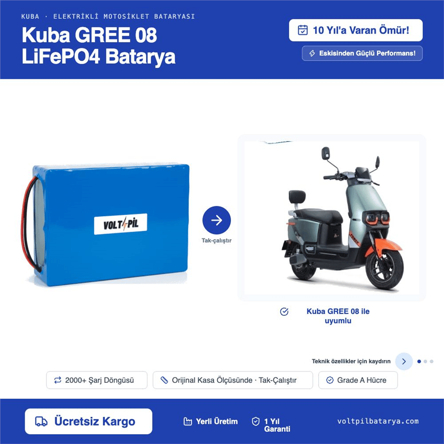 KUBA GREE 08 Lityum LiFePO4 Batarya